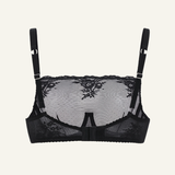 Kim High Neck Lace Bra Black
