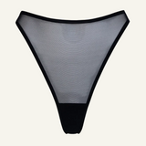 black mesh high cut thong