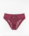 Icone Lingerie mid rise structured stretch lace and tulle brief burgundy