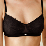 adjustable lace and mesh soft cup bra