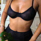 lace and jersey underwire bra