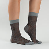 Fili Folli embroidered stretch tulle socks grey black