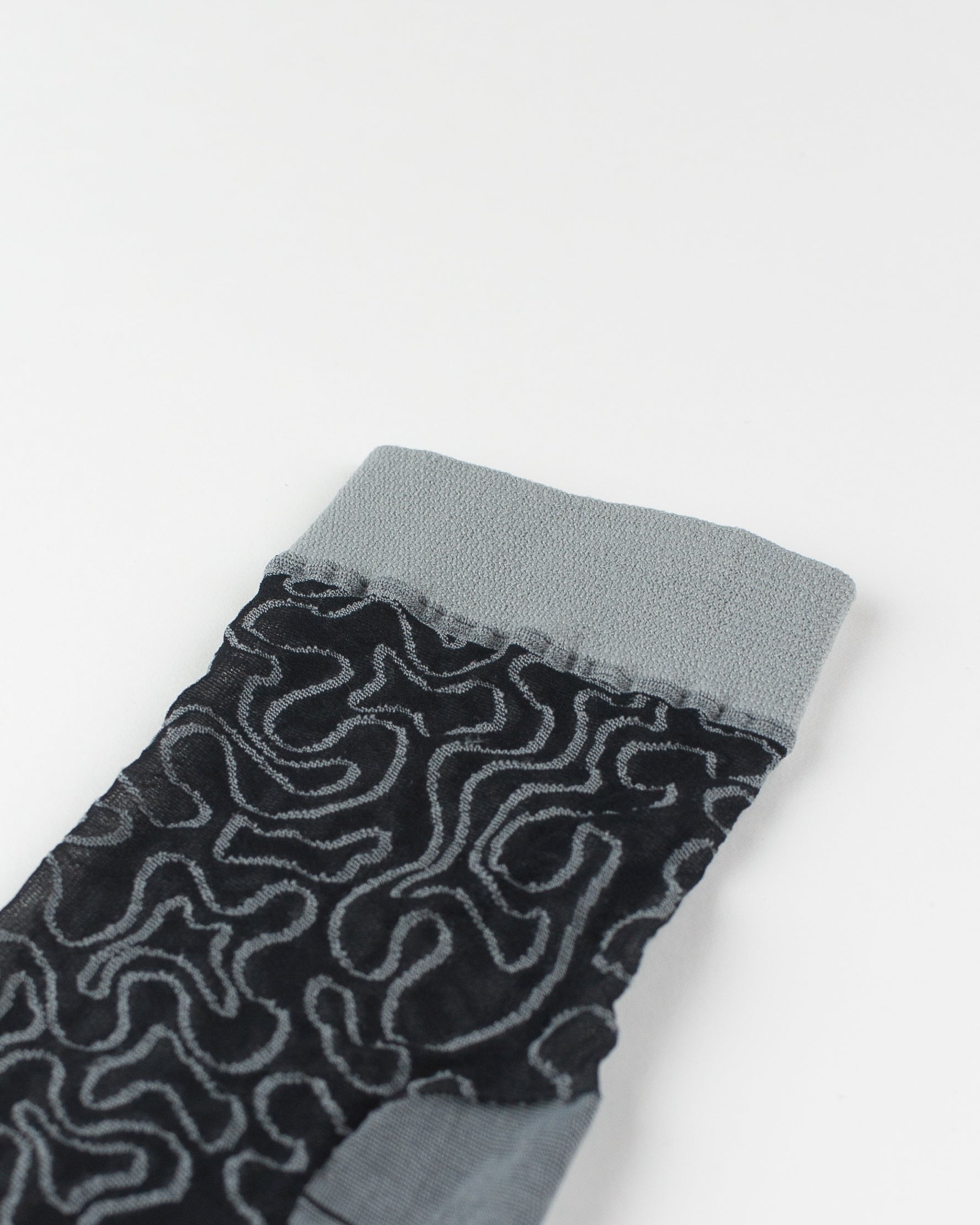 Fili Folli embroidered stretch tulle socks grey black